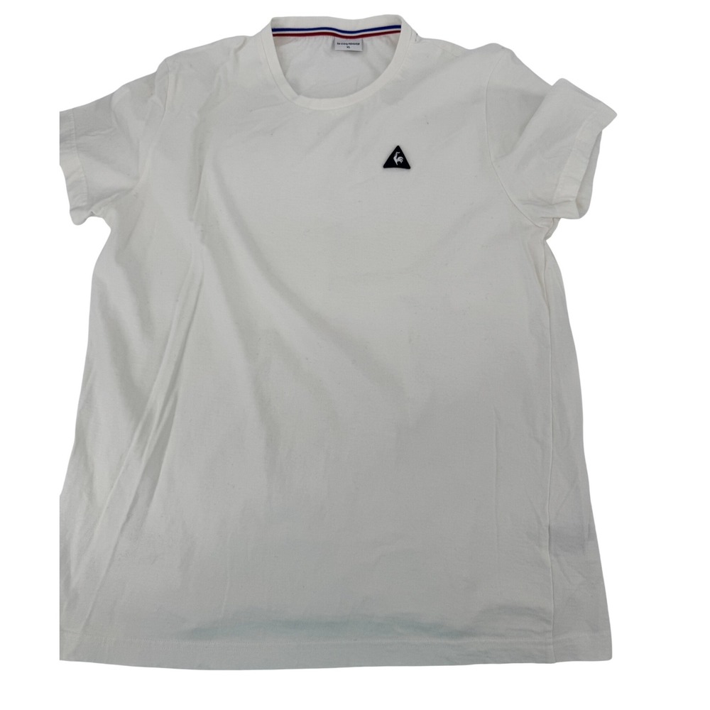 Le‎ Coq Sportif T-Shirt Mens XL White Cotton Short Sleeve Embroidered Logo Tee